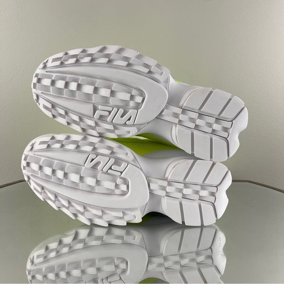 FILA Women’s Neon Safety Yellow Distruptor II Applique Chunky Sneakers - Picture 11 of 11